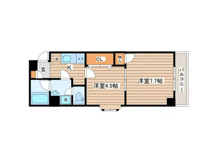 クレセール河原町(2K/2階)の間取り写真