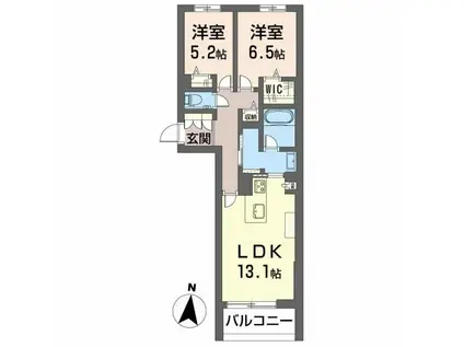 アヴェニール雄飛ヶ丘(2LDK/1階)の間取り写真