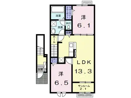 アンシャンテ VI(2LDK/2階)の間取り写真