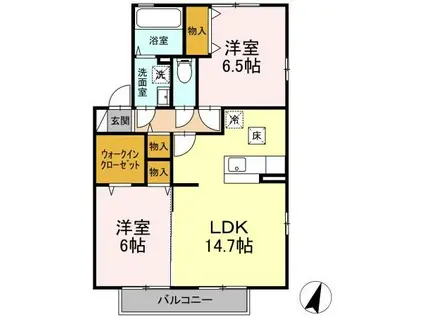 フレンドリースクエア桜B(2LDK/1階)の間取り写真