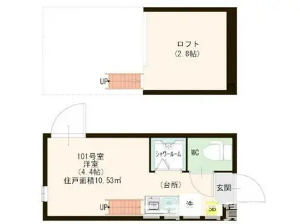 ハーモニーテラス・ソフィアJ(ワンルーム/1階)の間取り写真