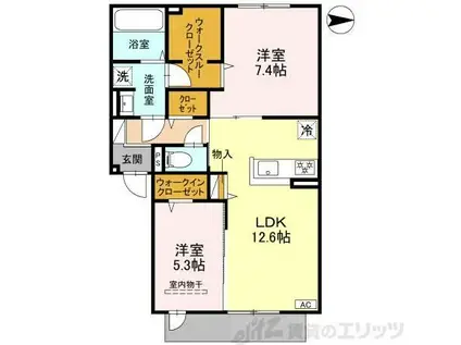 シエル・クレール(2LDK/1階)の間取り写真