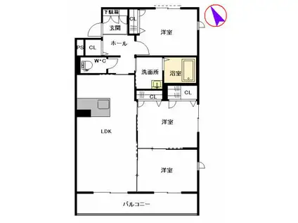 MASTメゾン尾ノ上(3LDK/3階)の間取り写真