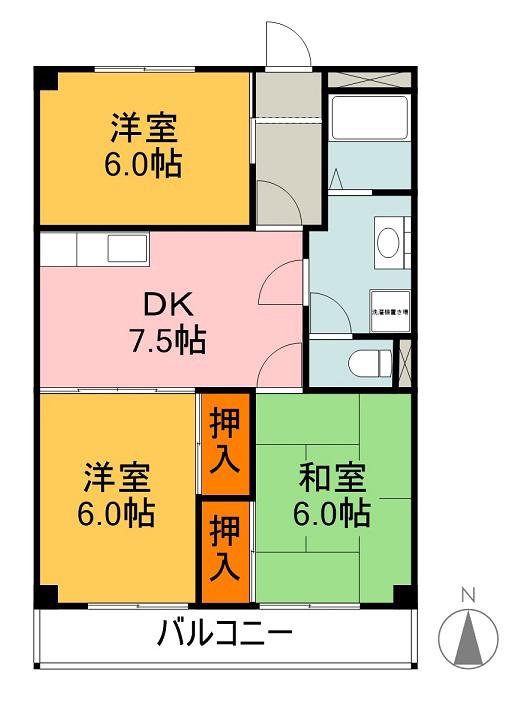 サンパーク中平(3DK/3階)の間取り写真