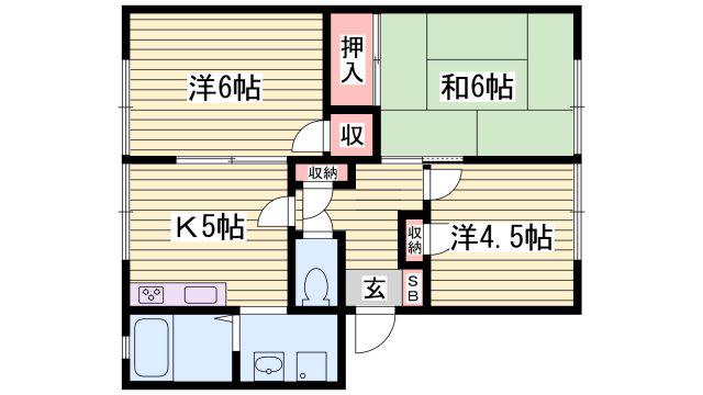 アコーデリア東浜(3K/1階)の間取り写真