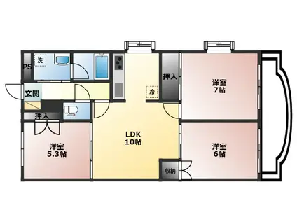 ダイヤモンドハイツ(3LDK/5階)の間取り写真