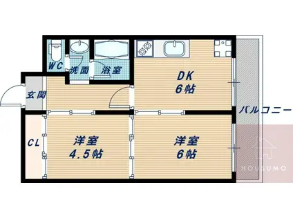 第2エクセルハイツ(2DK/1階)の間取り写真