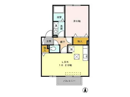 リビングタウン小鹿D(1LDK/1階)の間取り写真