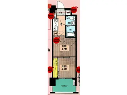 ORIENT 46Vプロジェクト2100天神(2K/11階)の間取り写真