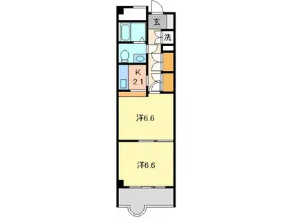 ブリアンローズ上幟(2K/2階)の間取り写真