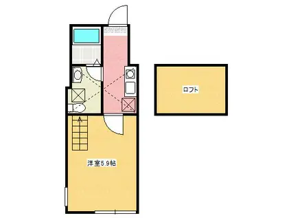 シティハイツ橋本1丁目(1K/2階)の間取り写真
