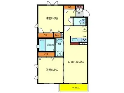 シャーメゾン本多町スタイル(2LDK/1階)の間取り写真