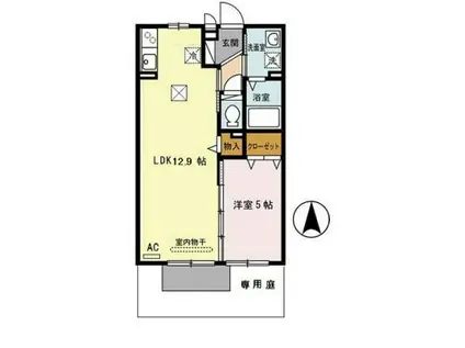 セジュールモナリエ篠山(1LDK/1階)の間取り写真