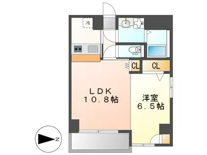 アーバン伏見(1LDK/3階)の間取り写真