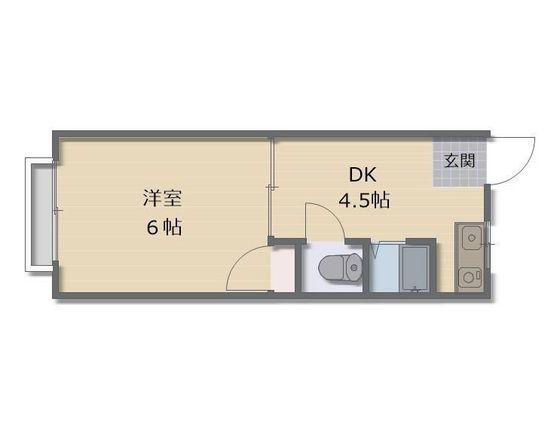 角南アパート(1DK/2階)の間取り写真