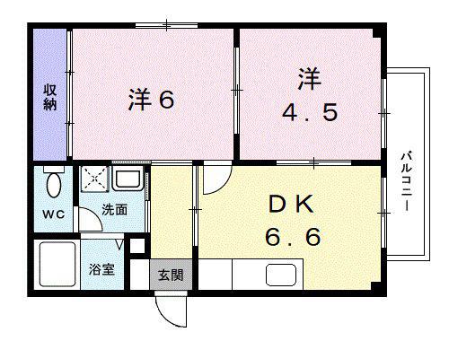 メゾンモンシェリB(2DK/2階)の間取り写真