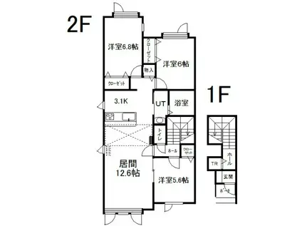 ニューエスパニア9(3LDK/2階)の間取り写真