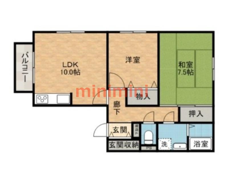 レオコート(2LDK/2階)の間取り写真