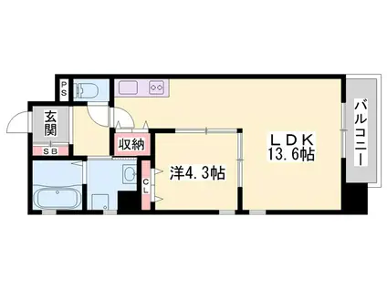 OA FLAT福沢町(1LDK/5階)の間取り写真