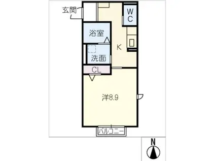 エクセルシオール K-I(1K/2階)の間取り写真