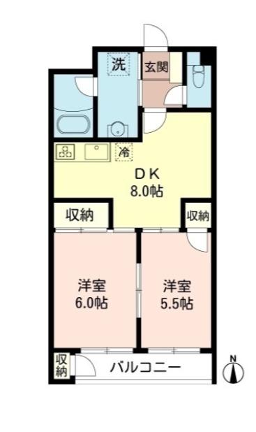 ロゼ下目黒(2DK/3階)の間取り写真