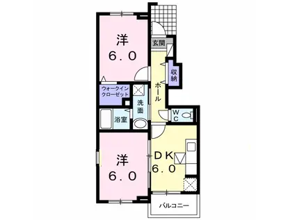 カリーノI(2DK/1階)の間取り写真