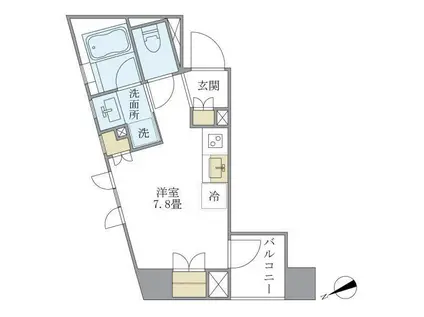 ブリリアイスト銀座東(ワンルーム/6階)の間取り写真