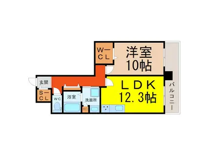 N APARTMENT(1LDK/9階)の間取り写真