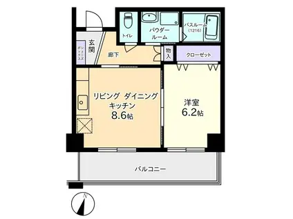 アパラザール高岡末広町(1DK/1階)の間取り写真