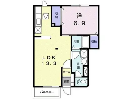 遠州鉄道 遠州小林駅 徒歩13分 2階建 築28年(1LDK/1階)の間取り写真