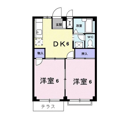 エルディム大本(2DK/2階)の間取り写真