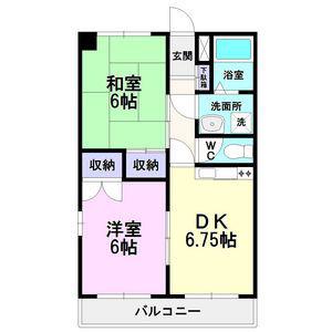 エムズハウス八社(2DK/2階)の間取り写真