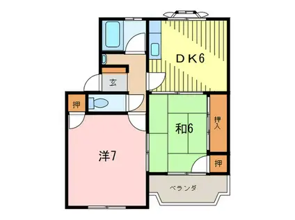 ハイツオクダ(2DK/1階)の間取り写真