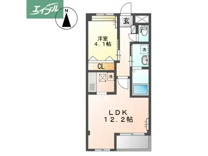 BLUE TERRA II(1LDK/2階)の間取り写真