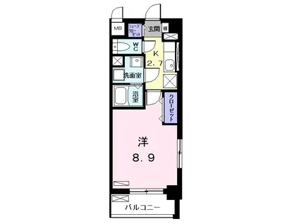 ジャルダン(1K/2階)の間取り写真
