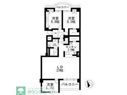 ビューテラス吉祥寺(3LDK/4階)の間取り写真