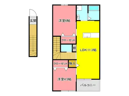 アンリコートII(2LDK/2階)の間取り写真