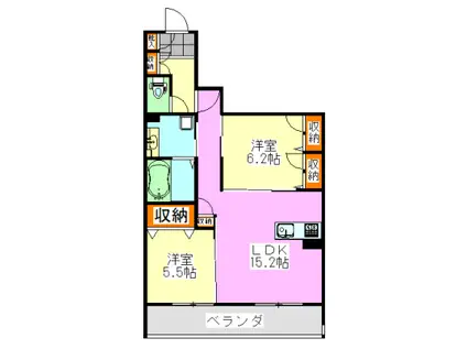 ベイサージュ東船橋(2LDK/1階)の間取り写真