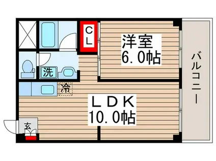ツイン・コートE(1LDK/9階)の間取り写真