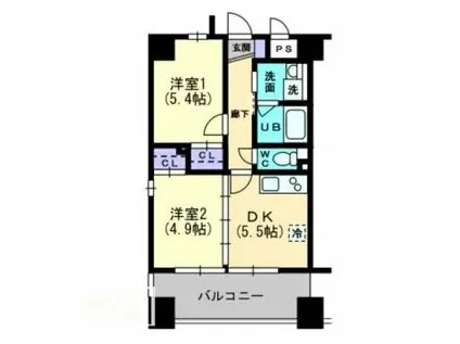 ロータス高松(2DK/3階)の間取り写真