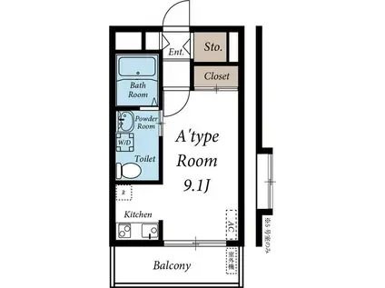 グリシーヌ(ワンルーム/1階)の間取り写真