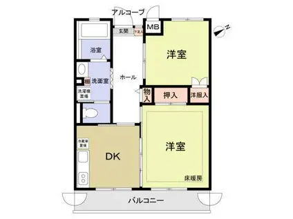 こもれび滝山(2DK/1階)の間取り写真