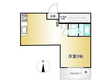 ユーパレス(ワンルーム/1階)の間取り写真