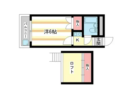 シティーエステート南紀寺(1K/2階)の間取り写真