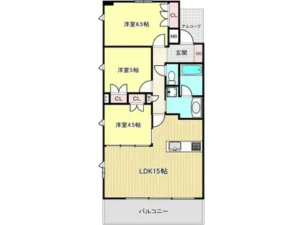 レ・ジェイド名古屋(3LDK/3階)の間取り写真