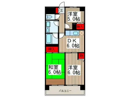 エンリッチF1(3DK/3階)の間取り写真