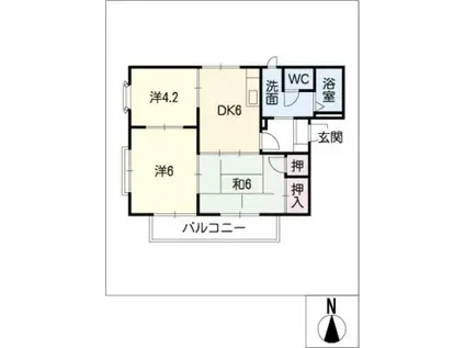 フレグランス左京山(3DK/1階)の間取り写真