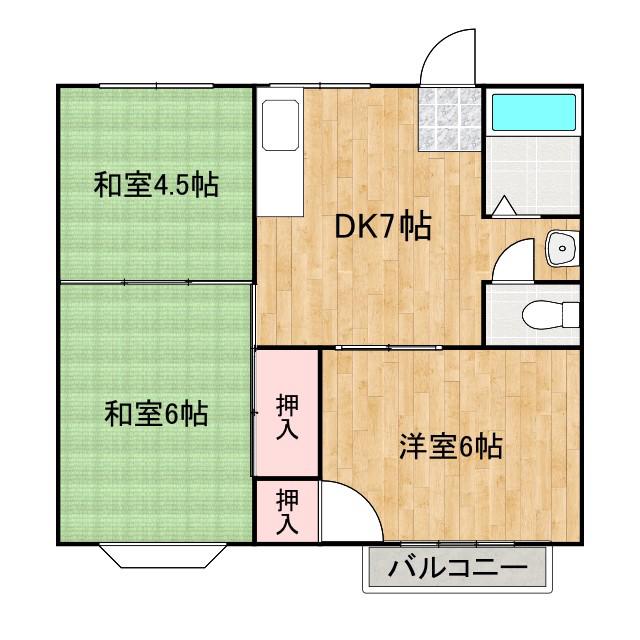リバーサイド御幸(3DK/2階)の間取り写真