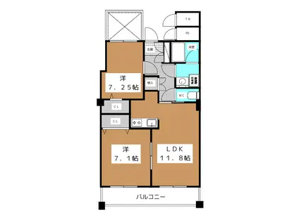 ラトナ東口ビル(2LDK/3階)の間取り写真