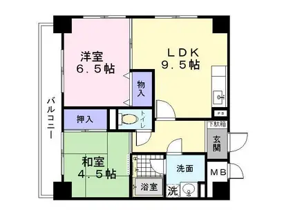 パストラルクール(2LDK/5階)の間取り写真